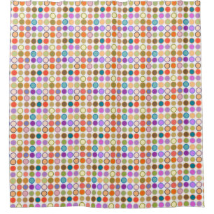 Mid-Century Modern Dots - white with multi Shower Curtain