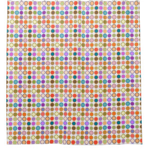 Mid-Century Modern Dots - white with multi Shower Curtain