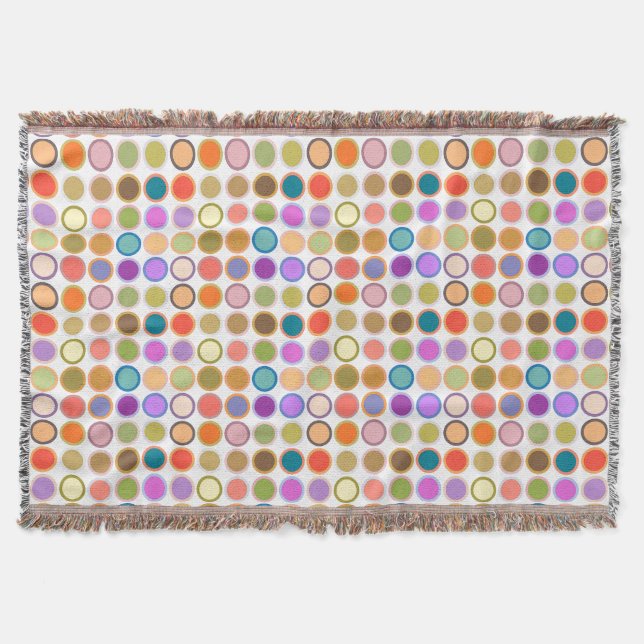 Mid-Century Modern Dots - white with multi Throw Blanket (Front)