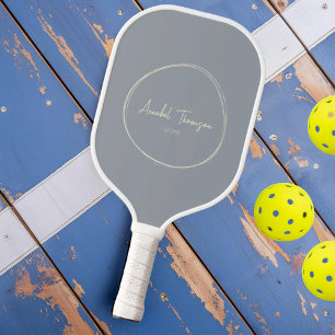 Mid-Century Modern Dove Grey   Script Name Pickleball Paddle