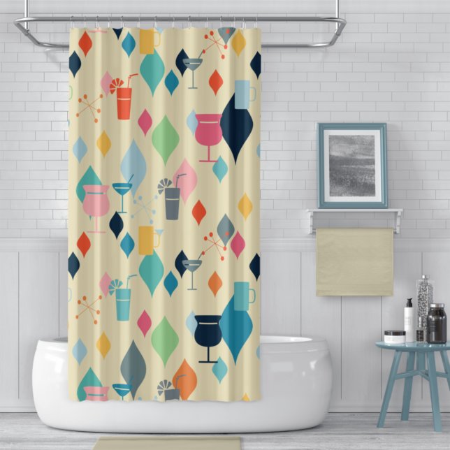 Mid Century Modern Drinks Shower Curtain (Creator Uploaded)