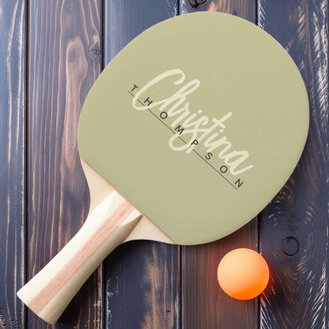 Mid-Century Modern Dust Sage Painted Name Ping Pong Paddle (Creator Uploaded)