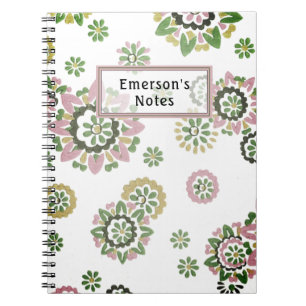 Mid Century Modern Dusty Rose Retro Green Mauve No Notebook