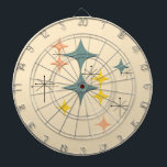 Mid Century Modern Eames Atomic Starbursts Custom Dartboard<br><div class="desc">This Mid Century Modern design created by Itaya is inspired by Eames Era atomic diamonds and starbursts pattern. The featured background colour can be customised by you to any colour you prefer. Feel free to customise as meets your needs.</div>
