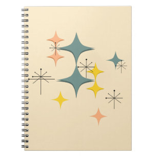 Mid Century Modern Eames Atomic Starbursts Custom Spiral Notebook