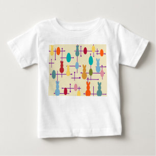 Mid-century Modern Eggs and Bunnies Baby T-Shirt