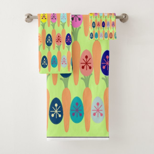 Mid-century Modern Eggs    Bath Towel Set (Insitu)