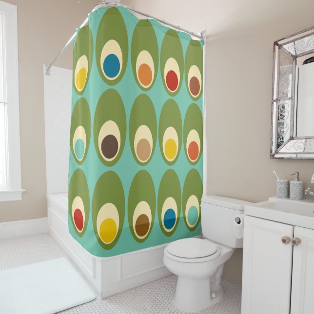 Mid-Century Modern Eggs  Shower Curtain (In Situ)