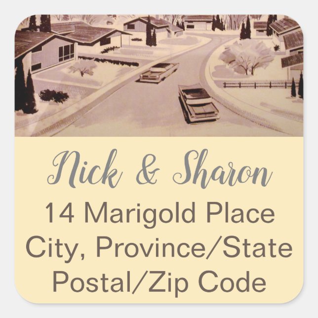 Mid-century Modern Envelope Seal Address Labels (Front)