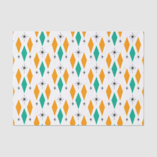 Mid Century Modern Era Diamonds Orange Turquoise Tissue Paper