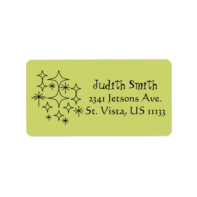 Mid Century Modern Era Diamonds Starbursts Custom Label (Front)