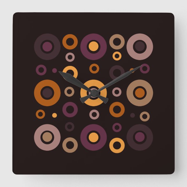 Mid-Century Modern Fall Geometric   Square Wall Clock (Front)