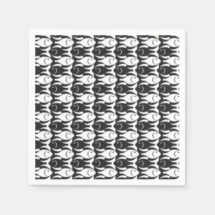 Mid-Century Modern fish, black and white Napkin