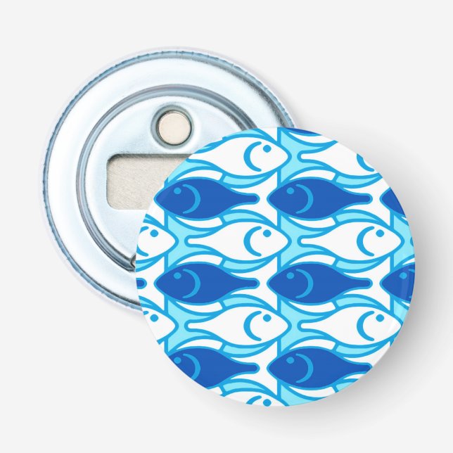Mid-Century Modern fish, cobalt blue Bottle Opener (Front)
