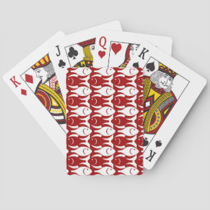 Mid-Century Modern fish, dark red and white Playing Cards