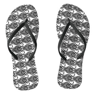 Mid-Century Modern fish, grey, white and black Jandals