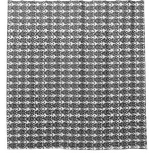 Mid-Century Modern fish, grey, white and black Shower Curtain