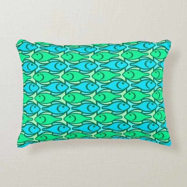 Mid-Century Modern fish, jade green Decorative Cushion (Front)