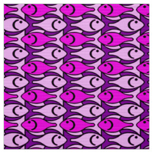 Mid-Century Modern Fish, Orchid Pink and Violet Fabric