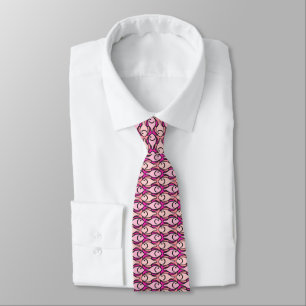 Mid-Century Modern fish, shades of coral Tie