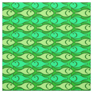 Mid-Century Modern fish, shades of lime green Fabric