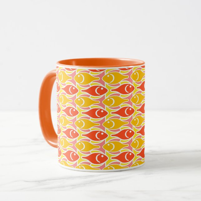 Mid-Century Modern fish, tangerine orange Mug (Front Left)