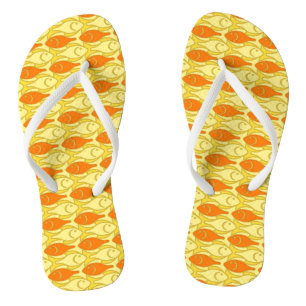 Mid-Century Modern fish, yellow and orange Jandals