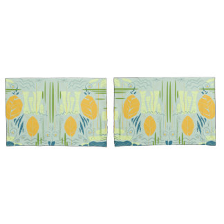 Mid Century Modern Floral Abstract Lake Scene Pillowcase