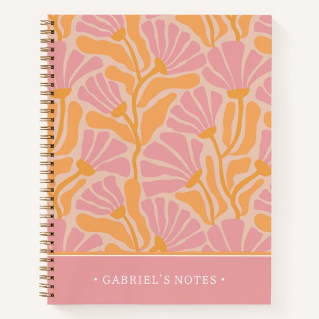 Mid Century Modern Floral | Add Your Name Notebook (Front)