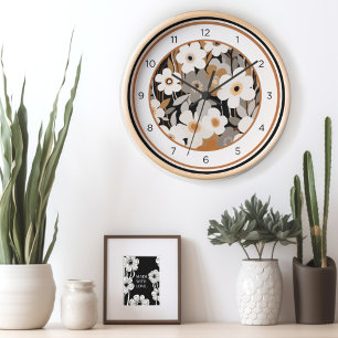 Mid Century Modern Floral Clock