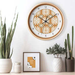 Mid Century Modern Floral Clock