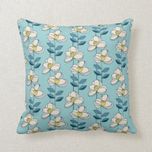 Mid-Century Modern Floral Leaf Pattern Cushion