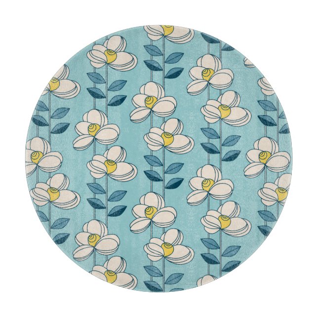 Mid-Century Modern Floral Leaf Pattern Cutting Board (Front)