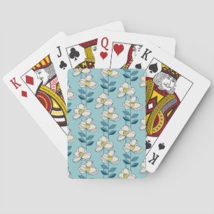Mid-Century Modern Floral Leaf Pattern Playing Cards