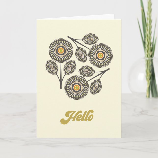 Mid-Century Modern Floral Note Card (Front)