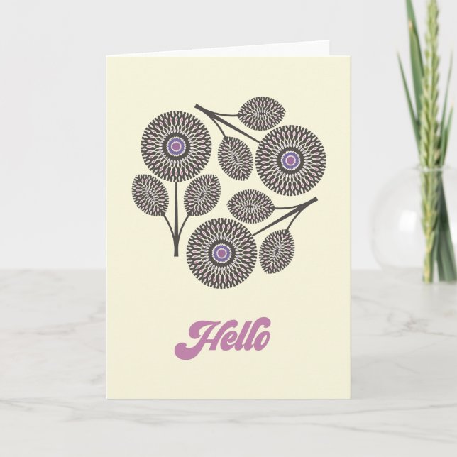 Mid-Century Modern Floral Note Card (Front)
