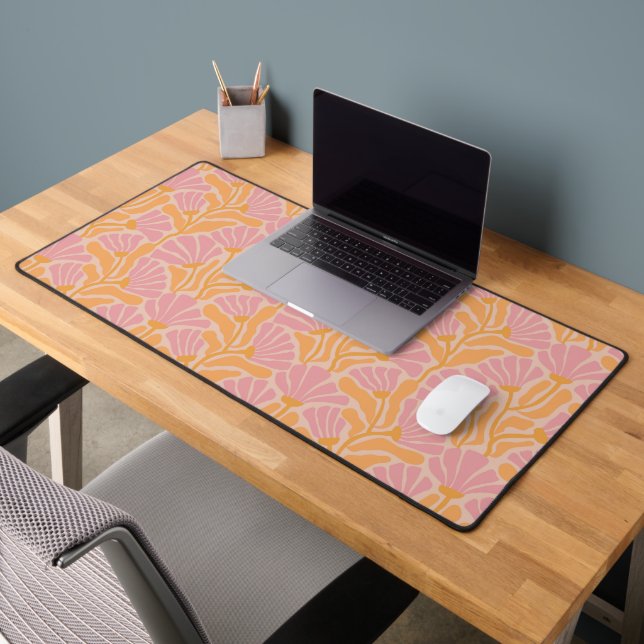 Mid Century Modern Floral Pattern Desk Mat (Office 2)