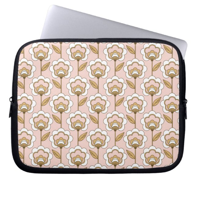 Mid-Century Modern Floral Pattern Laptop Sleeve (Front)