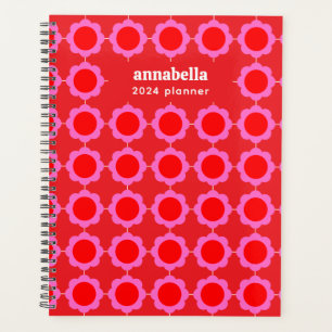 Mid Century Modern Floral Pattern Monogram Planner