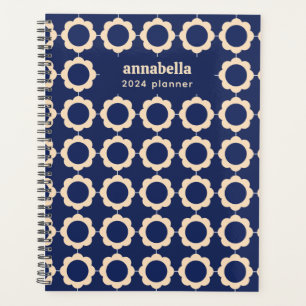 Mid Century Modern Floral Pattern Monogram Planner