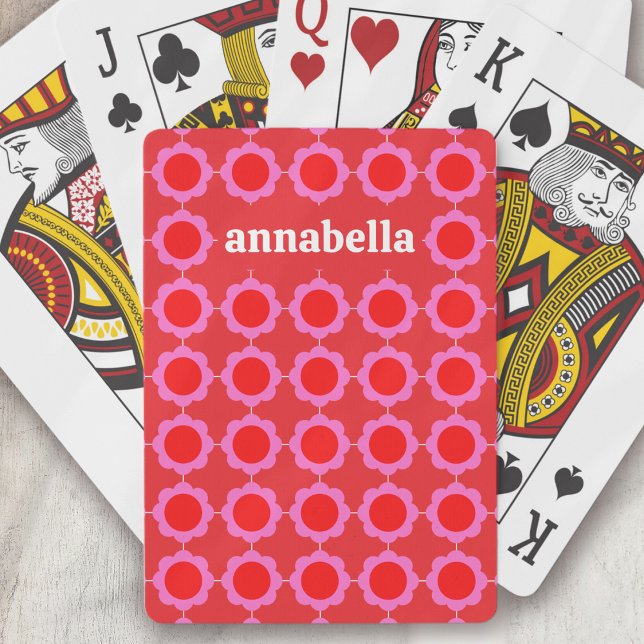 Mid Century Modern Floral Pattern Monogram Playing Cards (Creator Uploaded)