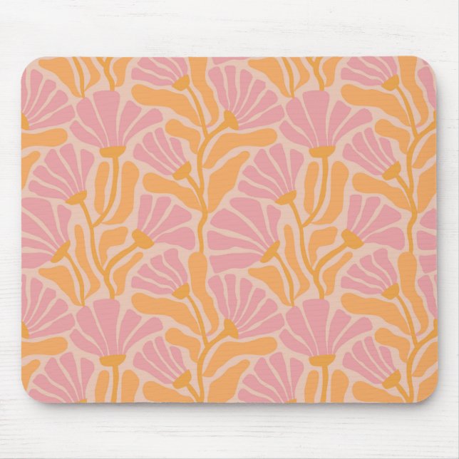 Mid Century Modern Floral Pattern Mouse Pad (Front)