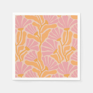 Mid Century Modern Floral Pattern Napkin