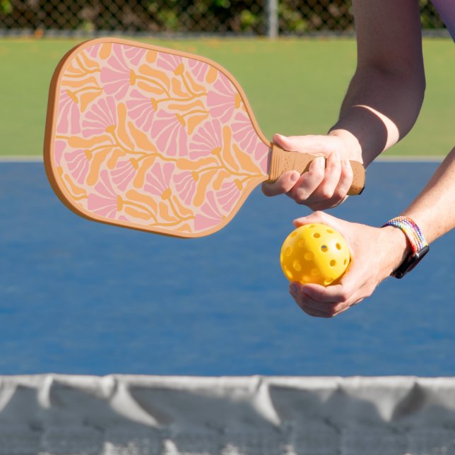 Mid Century Modern Floral Pattern Pickleball Paddle (Insitu)