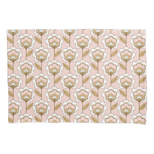 Mid-Century Modern Floral Pattern Pillowcase