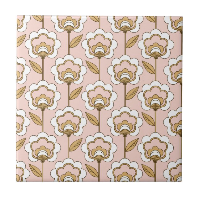 Mid-Century Modern Floral Pattern Tile (Front)
