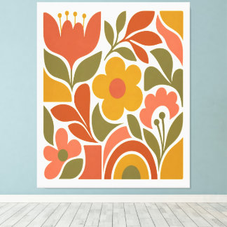 Mid Century Modern Floral Wall Art  Retro 
