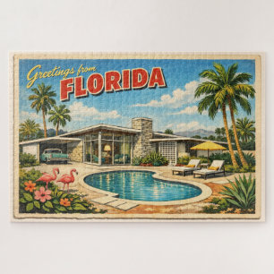 Mid Century Modern Florida Postcard Jigsaw Puzzle
