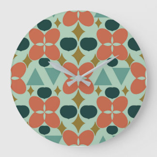 Mid Century Modern Flower Diamond Mint Large Clock