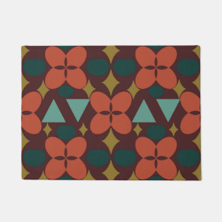 Mid Century Modern Flower Diamond Red Doormat